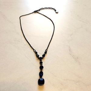 Navy stone with gunmetal chain necklace